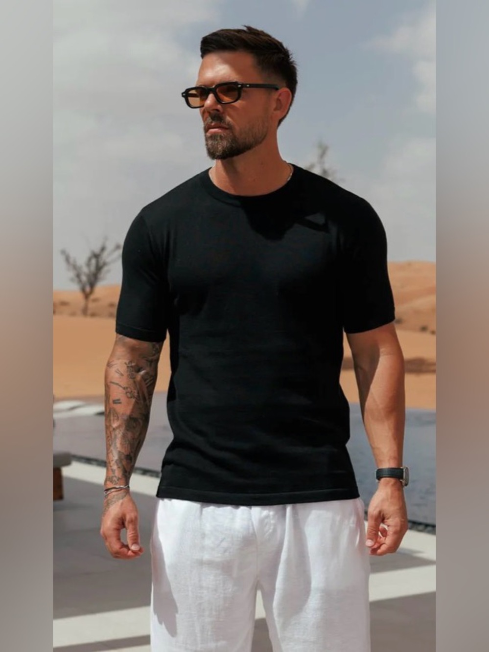Legend London Men's Black Knit Short Sleeve Shirt XL